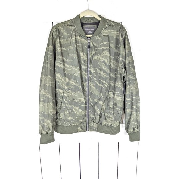 Army green camo camouflage satin bomber jacket - Picture 2 of 6